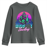 Funny Bigfoot Bowling Vaporwave Gift Youth Sweatshirt - Wonder Print Shop