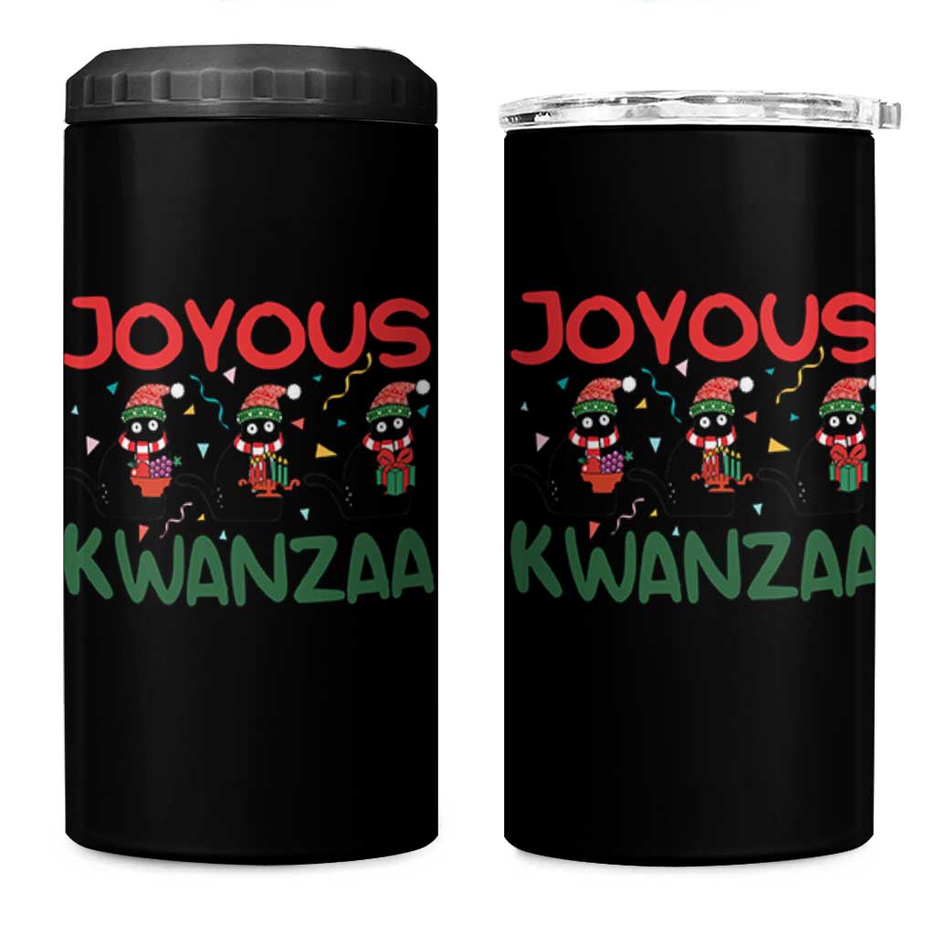 Joyous Kwanzaa 4 in 1 Can Cooler Tumbler Funny Cats With Kinara And Presents Cultural Pride Gift - Wonder Print Shop