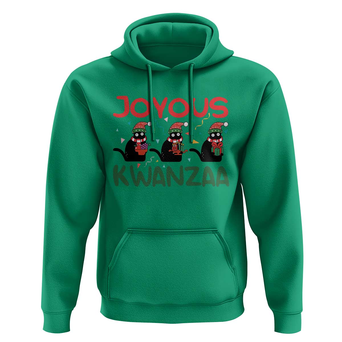 Joyous Kwanzaa Hoodie Funny Cats With Kinara And Presents Cultural Pride Gift - Wonder Print Shop