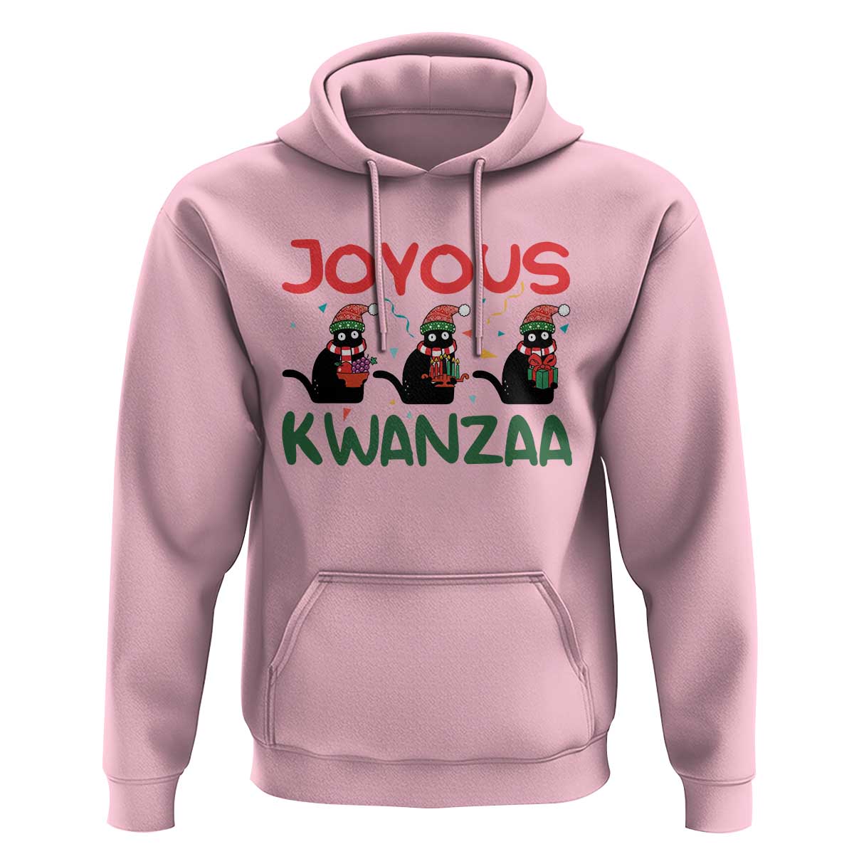 Joyous Kwanzaa Hoodie Funny Cats With Kinara And Presents Cultural Pride Gift - Wonder Print Shop