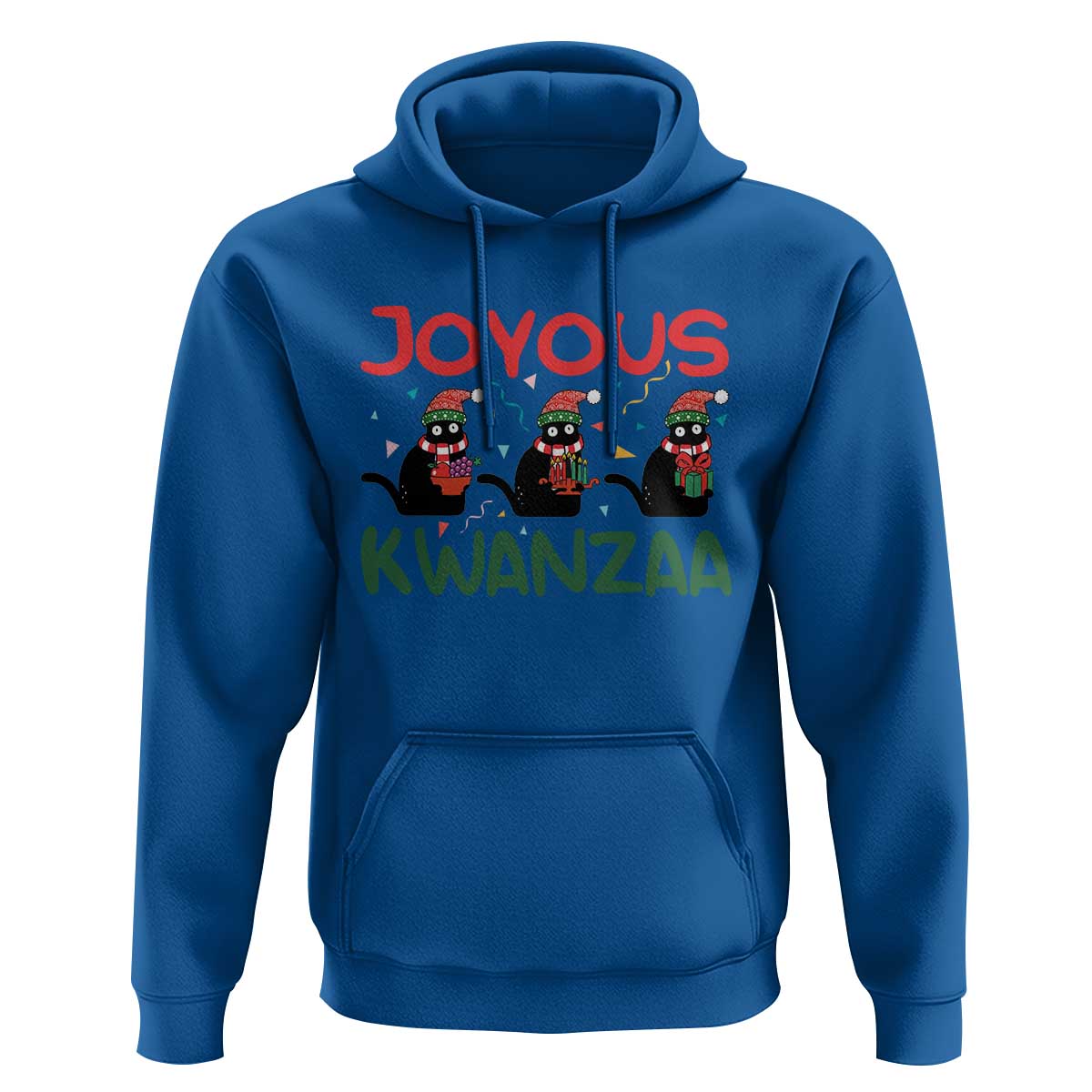 Joyous Kwanzaa Hoodie Funny Cats With Kinara And Presents Cultural Pride Gift - Wonder Print Shop