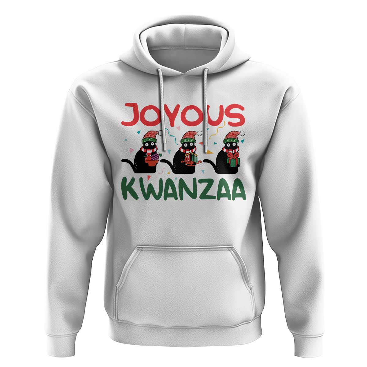 Joyous Kwanzaa Hoodie Funny Cats With Kinara And Presents Cultural Pride Gift - Wonder Print Shop