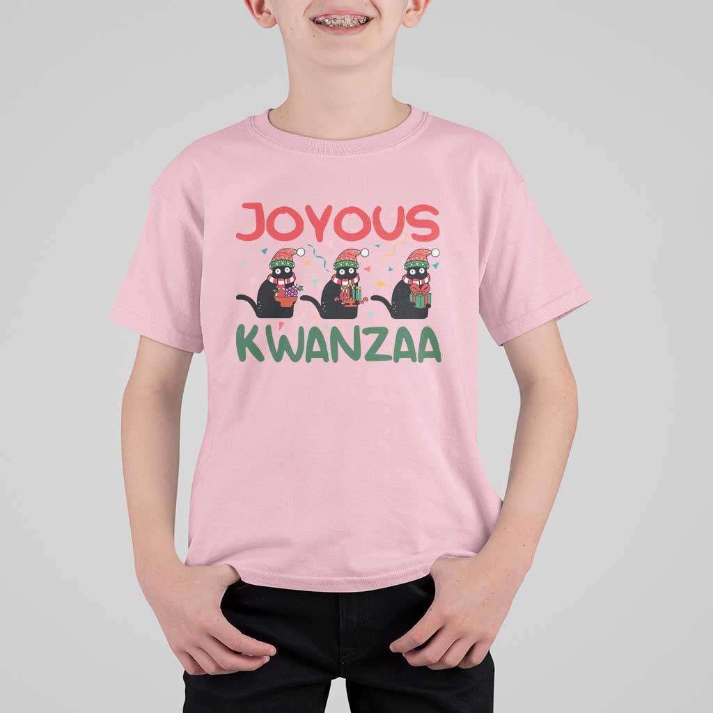 Joyous Kwanzaa T Shirt For Kid Funny Cats With Kinara And Presents Cultural Pride Gift - Wonder Print Shop