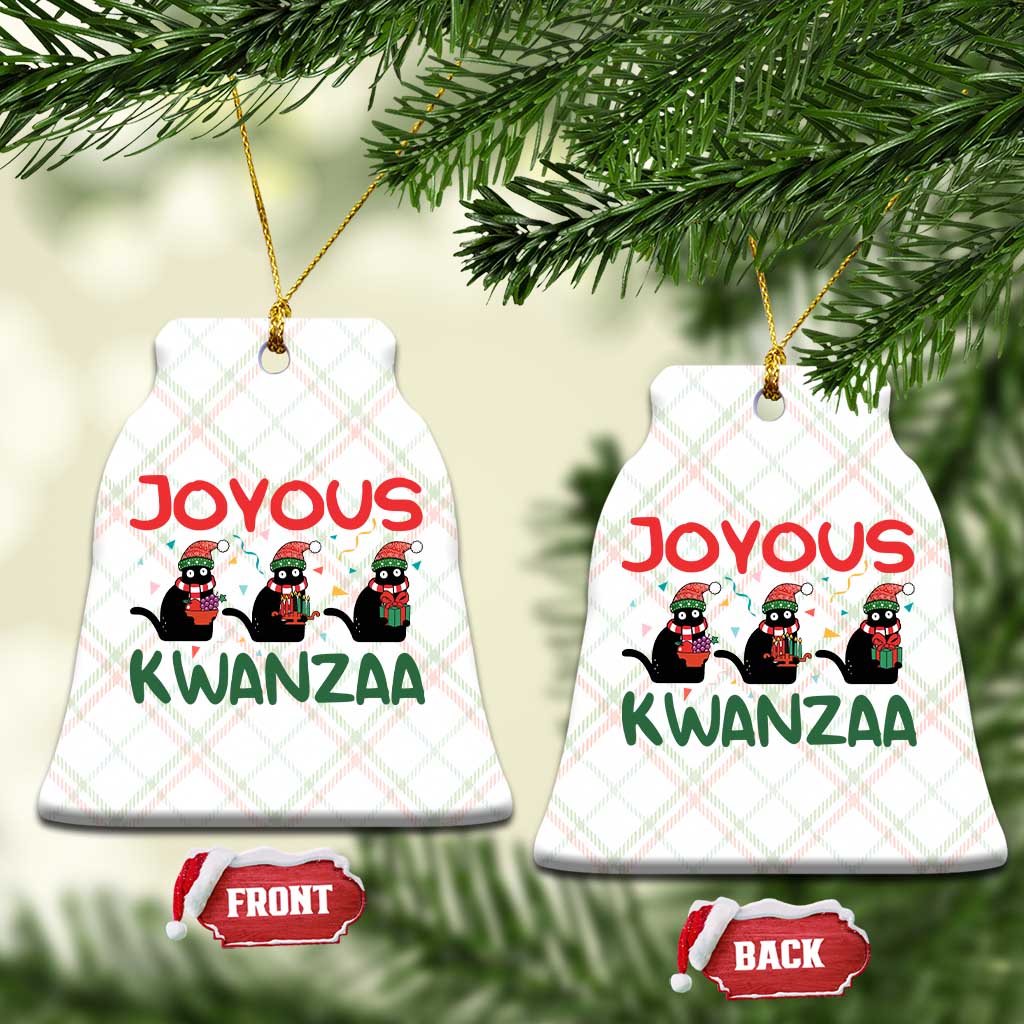 Joyous Kwanzaa Ceramic Ornament Funny Cats With Kinara And Presents Cultural Pride Gift - Wonder Print Shop