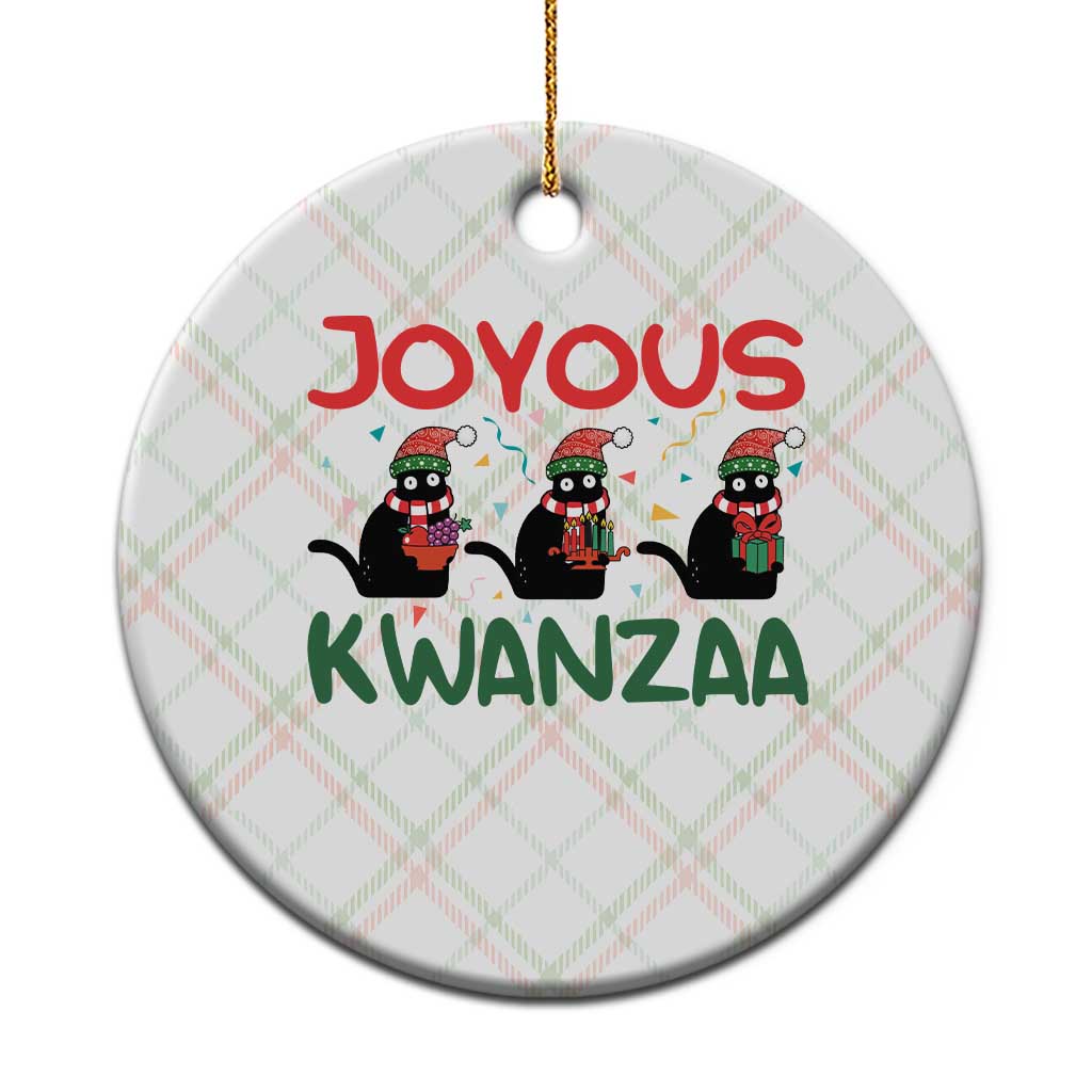 Joyous Kwanzaa Ceramic Ornament Funny Cats With Kinara And Presents Cultural Pride Gift - Wonder Print Shop