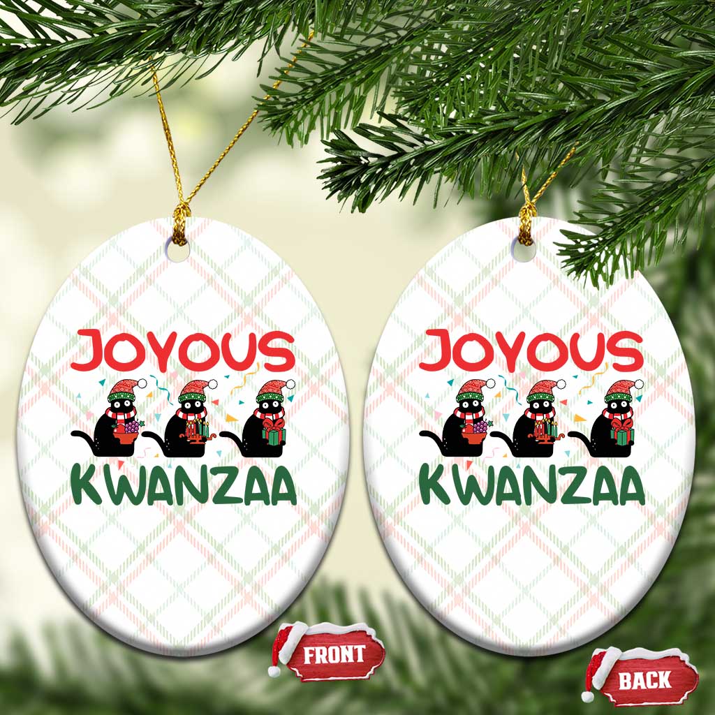 Joyous Kwanzaa Ceramic Ornament Funny Cats With Kinara And Presents Cultural Pride Gift - Wonder Print Shop