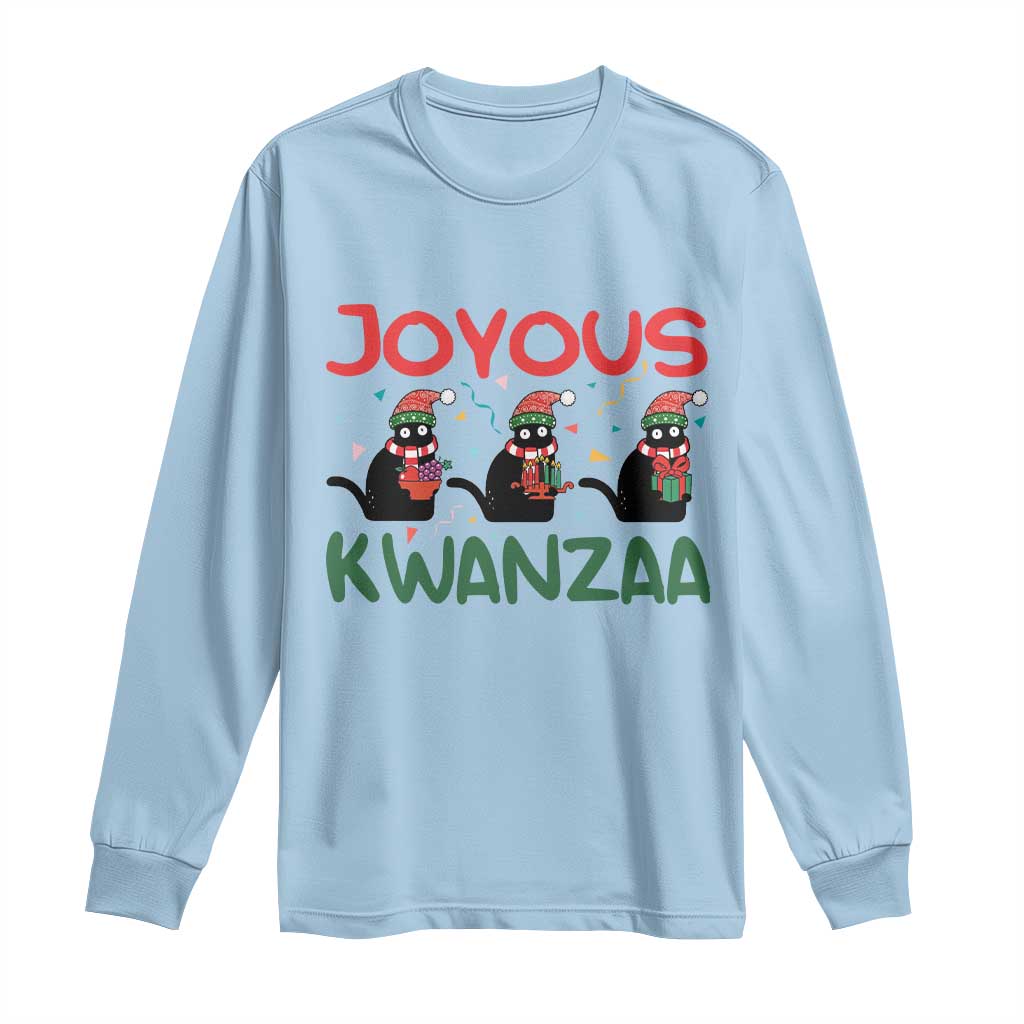 Joyous Kwanzaa Long Sleeve Shirt Funny Cats With Kinara And Presents Cultural Pride Gift - Wonder Print Shop