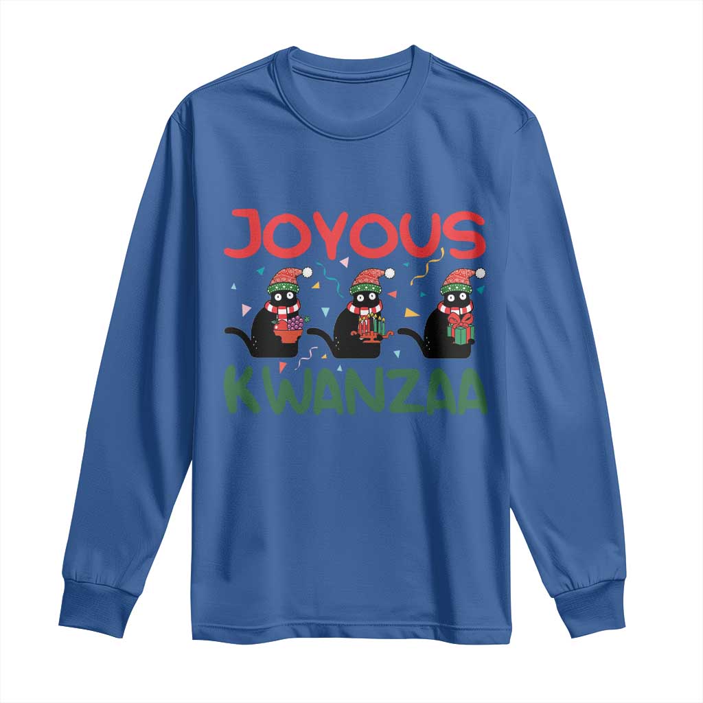 Joyous Kwanzaa Long Sleeve Shirt Funny Cats With Kinara And Presents Cultural Pride Gift - Wonder Print Shop