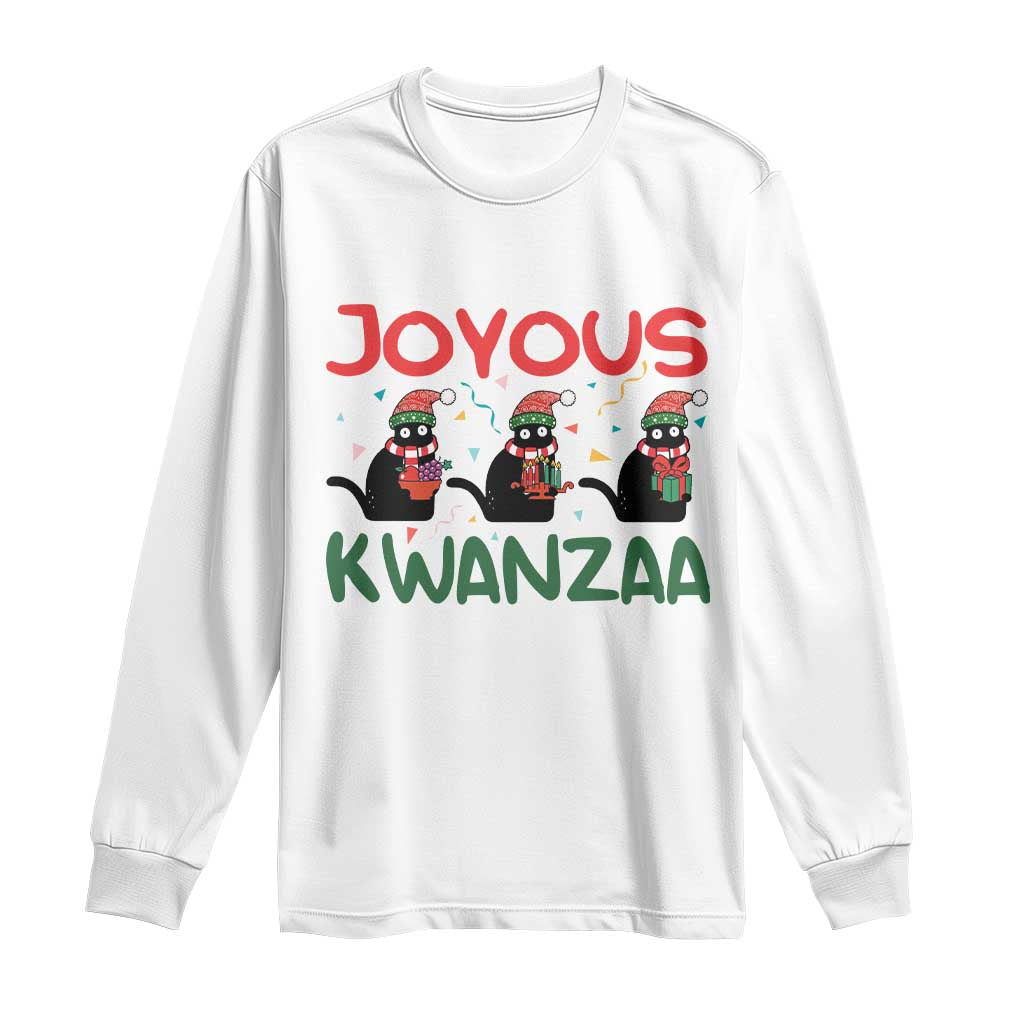 Joyous Kwanzaa Long Sleeve Shirt Funny Cats With Kinara And Presents Cultural Pride Gift - Wonder Print Shop