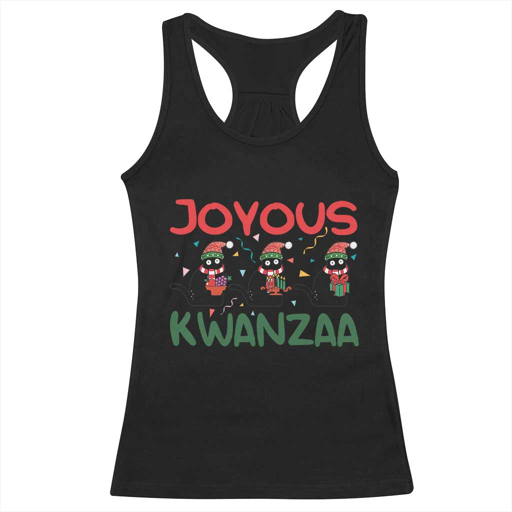 Joyous Kwanzaa Racerback Tank Top Funny Cats With Kinara And Presents Cultural Pride Gift - Wonder Print Shop
