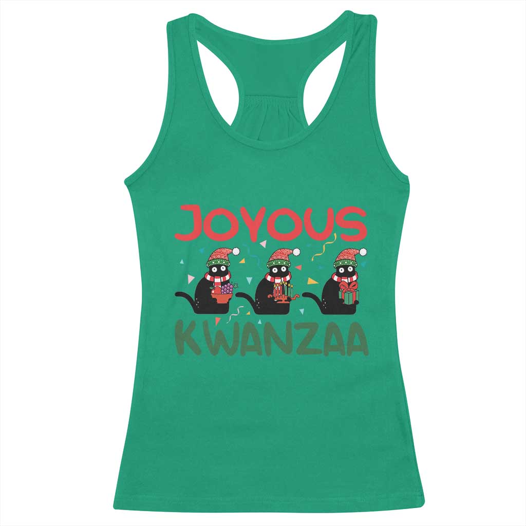 Joyous Kwanzaa Racerback Tank Top Funny Cats With Kinara And Presents Cultural Pride Gift - Wonder Print Shop