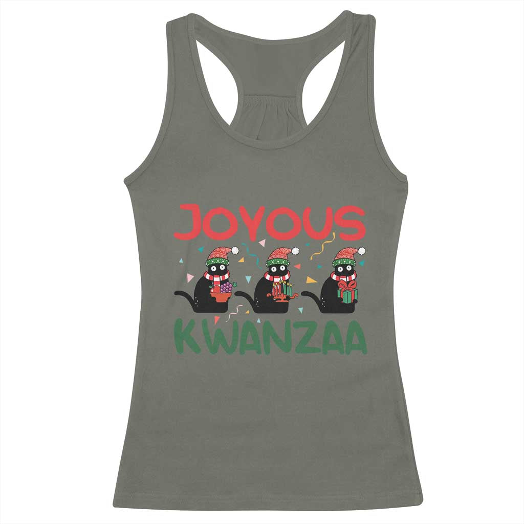 Joyous Kwanzaa Racerback Tank Top Funny Cats With Kinara And Presents Cultural Pride Gift - Wonder Print Shop