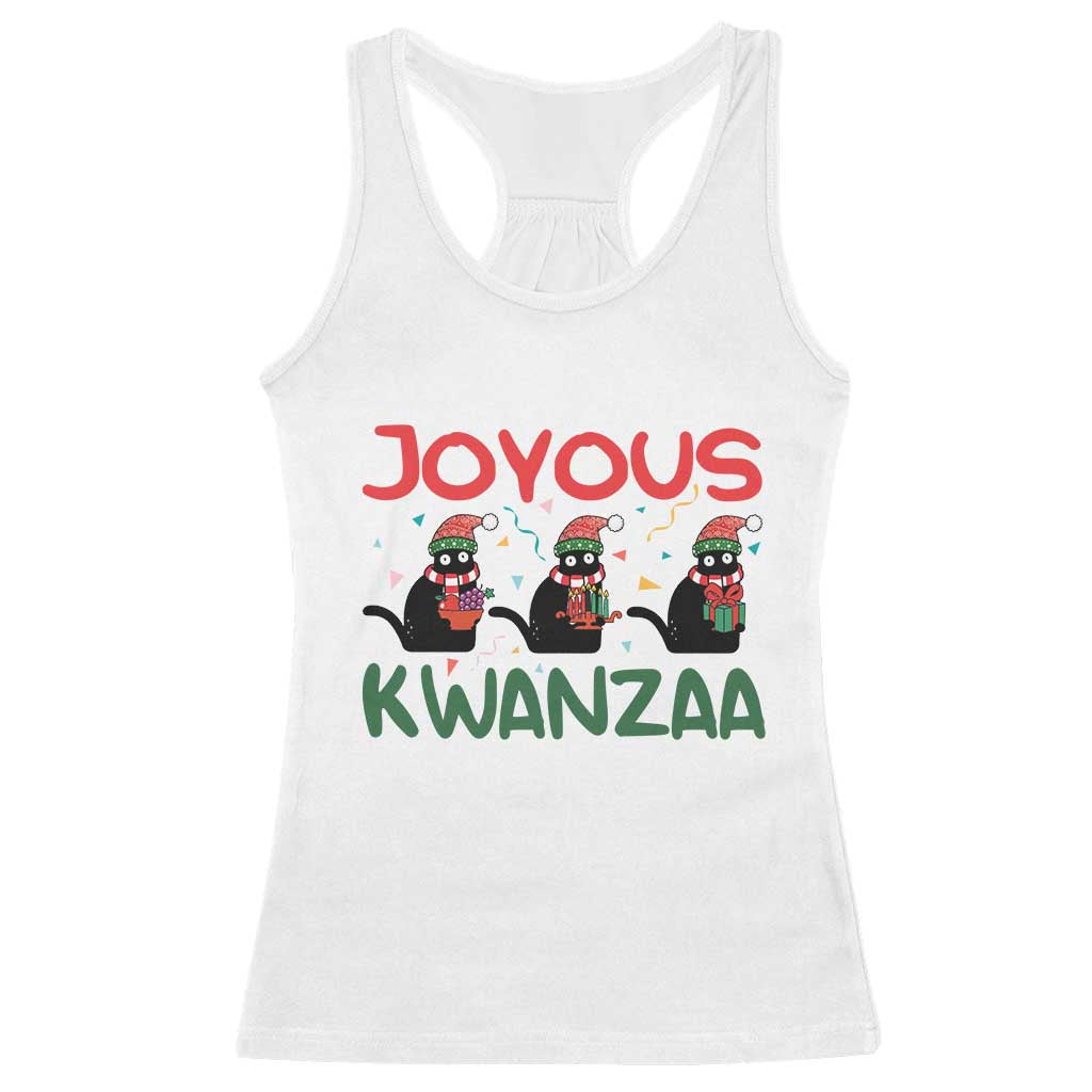 Joyous Kwanzaa Racerback Tank Top Funny Cats With Kinara And Presents Cultural Pride Gift - Wonder Print Shop
