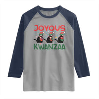 Joyous Kwanzaa Raglan Shirt Funny Cats With Kinara And Presents Cultural Pride Gift - Wonder Print Shop