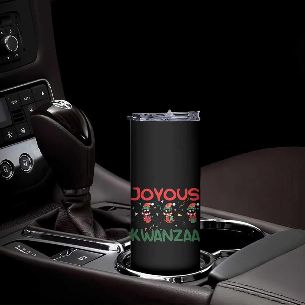 Joyous Kwanzaa Skinny Tumbler Funny Cats With Kinara And Presents Cultural Pride Gift - Wonder Print Shop