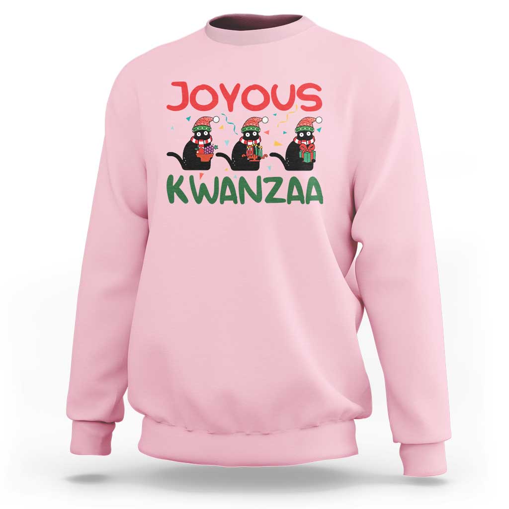 Joyous Kwanzaa Sweatshirt Funny Cats With Kinara And Presents Cultural Pride Gift - Wonder Print Shop