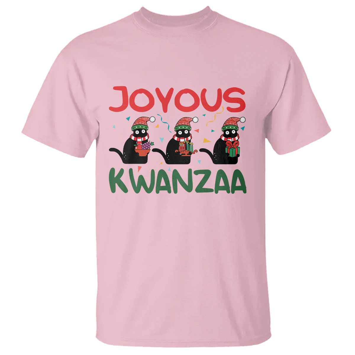Joyous Kwanzaa T Shirt Funny Cats With Kinara And Presents Cultural Pride Gift - Wonder Print Shop