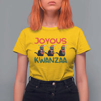 Joyous Kwanzaa T Shirt For Women Funny Cats With Kinara And Presents Cultural Pride Gift - Wonder Print Shop
