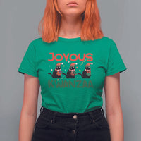 Joyous Kwanzaa T Shirt For Women Funny Cats With Kinara And Presents Cultural Pride Gift - Wonder Print Shop