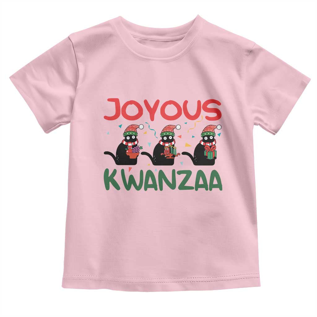 Joyous Kwanzaa Toddler T Shirt Funny Cats With Kinara And Presents Cultural Pride Gift - Wonder Print Shop