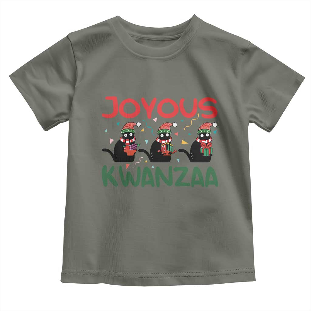 Joyous Kwanzaa Toddler T Shirt Funny Cats With Kinara And Presents Cultural Pride Gift - Wonder Print Shop