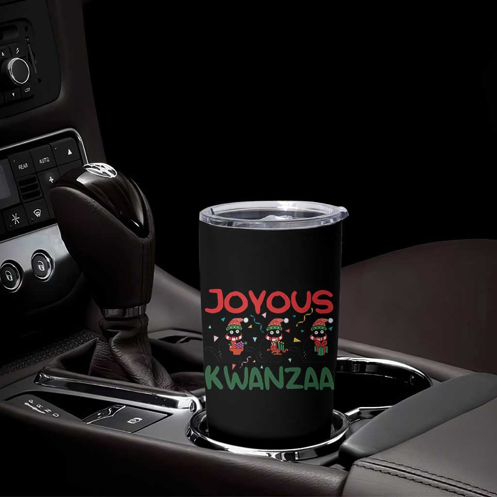 Joyous Kwanzaa Tumbler Cup Funny Cats With Kinara And Presents Cultural Pride Gift - Wonder Print Shop