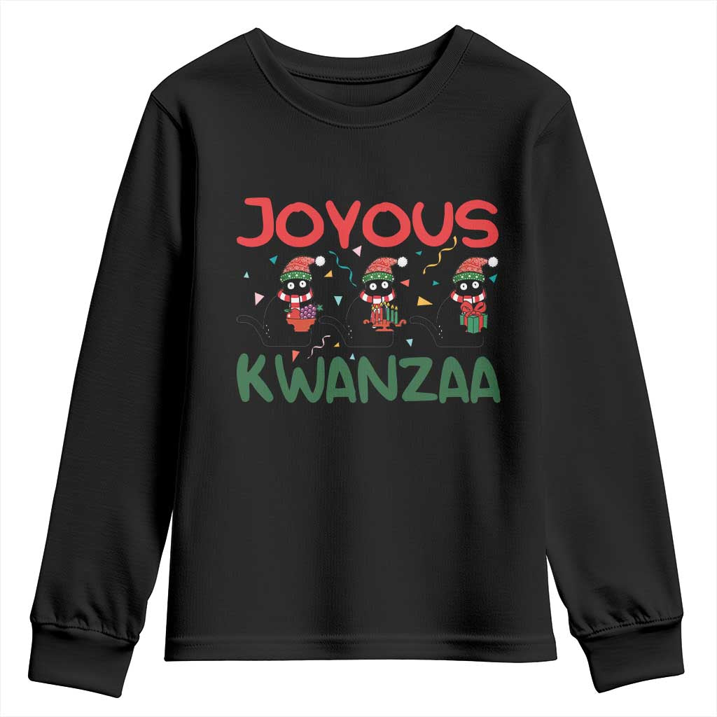 Joyous Kwanzaa Youth Sweatshirt Funny Cats With Kinara And Presents Cultural Pride Gift - Wonder Print Shop