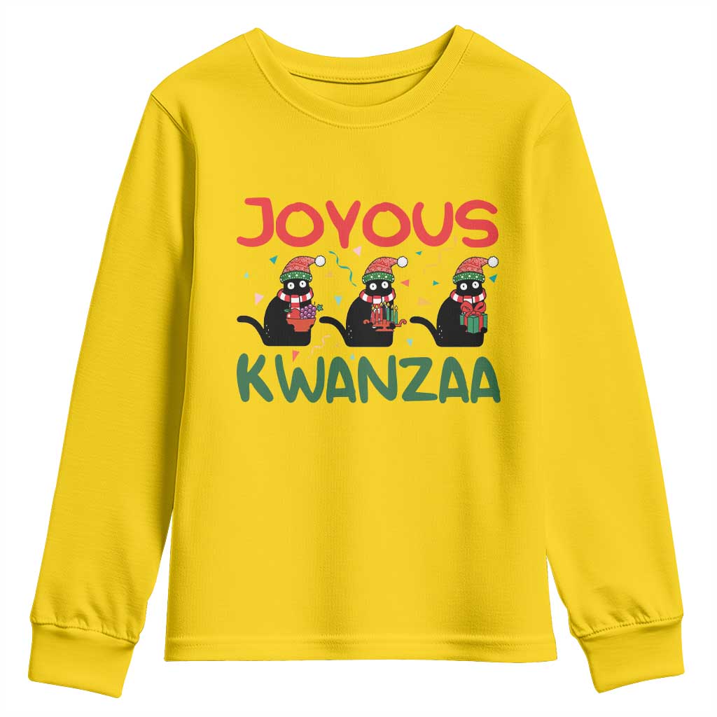 Joyous Kwanzaa Youth Sweatshirt Funny Cats With Kinara And Presents Cultural Pride Gift - Wonder Print Shop