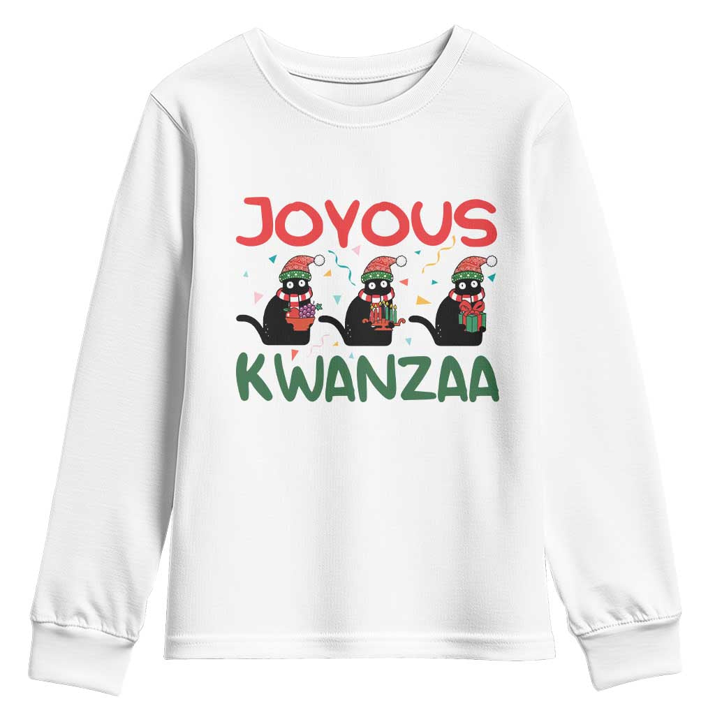 Joyous Kwanzaa Youth Sweatshirt Funny Cats With Kinara And Presents Cultural Pride Gift - Wonder Print Shop