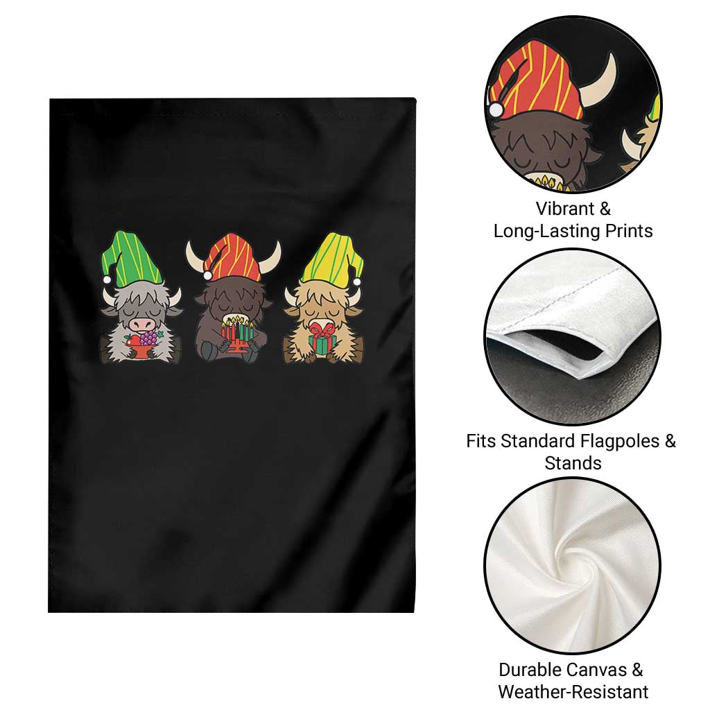 Funny Highland Cow With Kinara And Presents Cultural Pride Gift Garden Flag - Wonder Print Shop