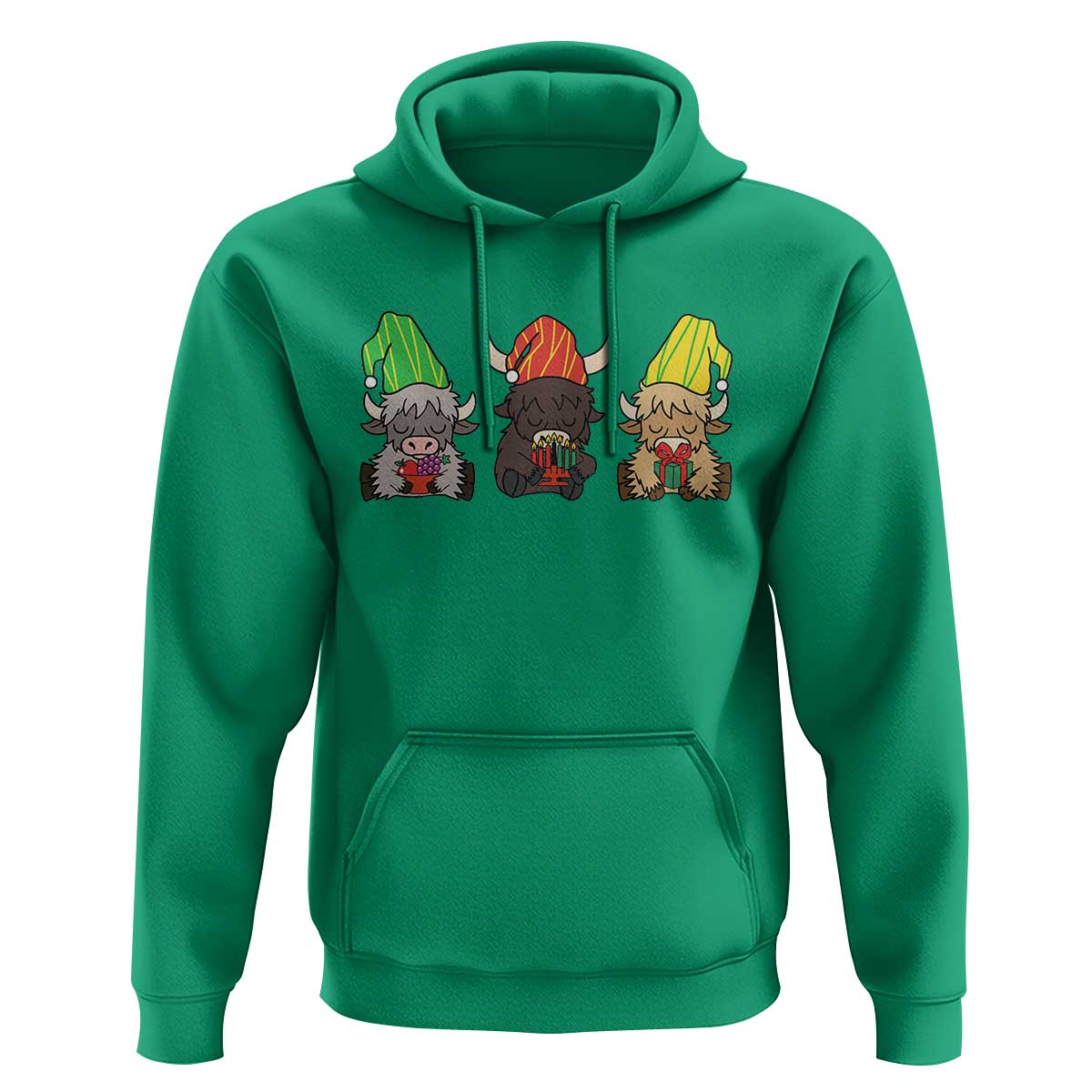 Funny Highland Cow With Kinara And Presents Cultural Pride Gift Hoodie - Wonder Print Shop