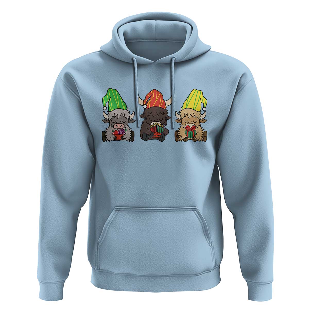 Funny Highland Cow With Kinara And Presents Cultural Pride Gift Hoodie - Wonder Print Shop