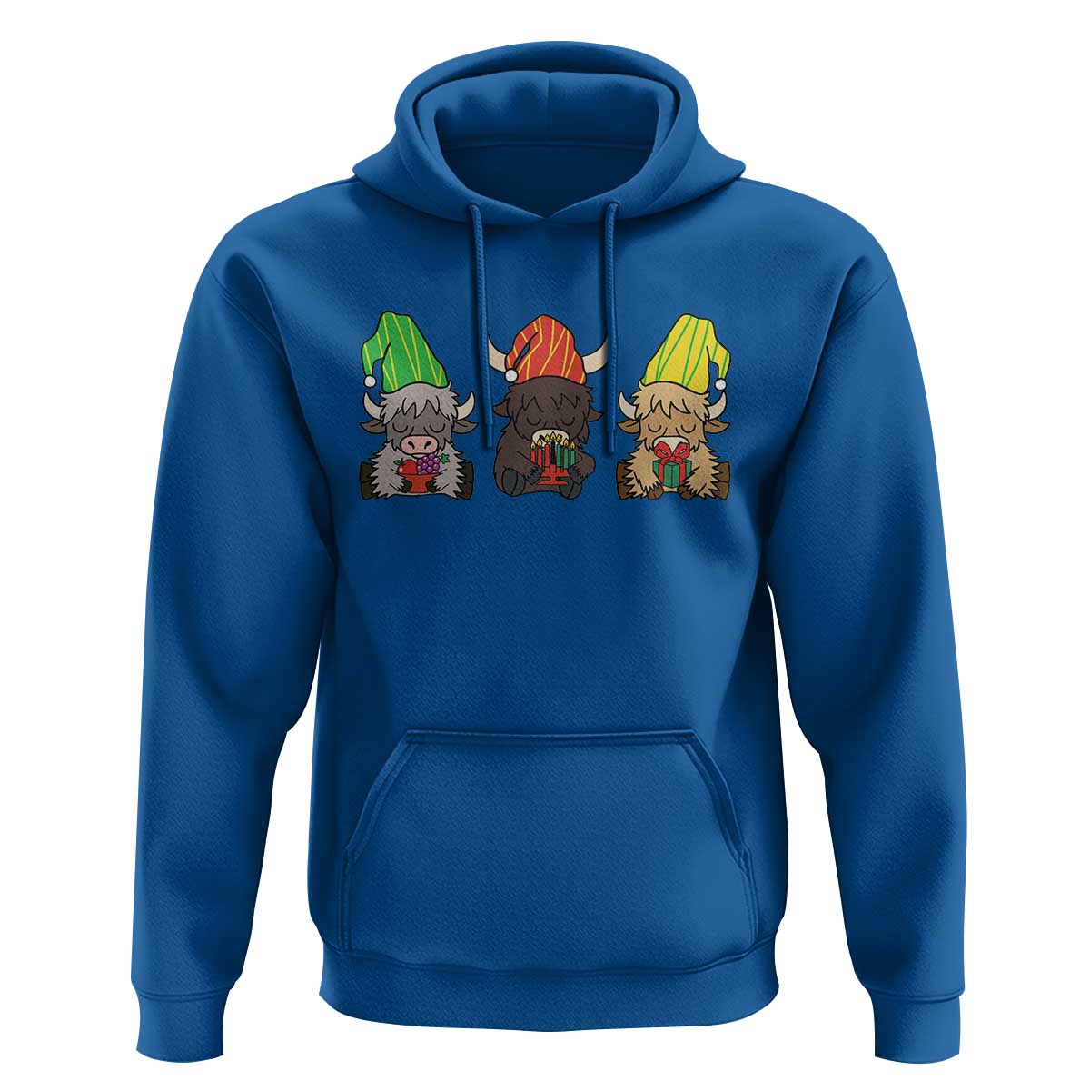 Funny Highland Cow With Kinara And Presents Cultural Pride Gift Hoodie - Wonder Print Shop