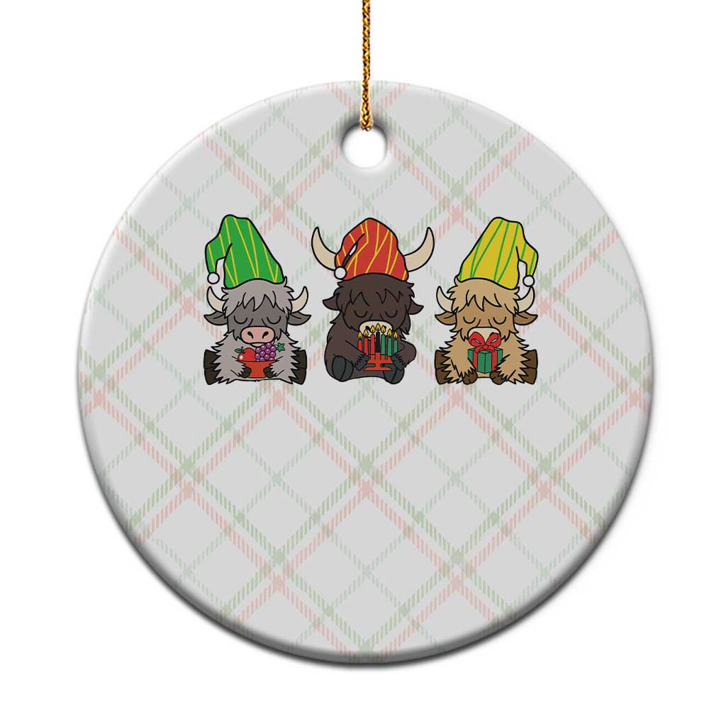 Funny Highland Cow With Kinara And Presents Cultural Pride Gift Ceramic Ornament - Wonder Print Shop