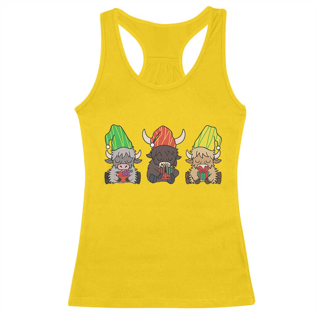 Funny Highland Cow With Kinara And Presents Cultural Pride Gift Racerback Tank Top - Wonder Print Shop
