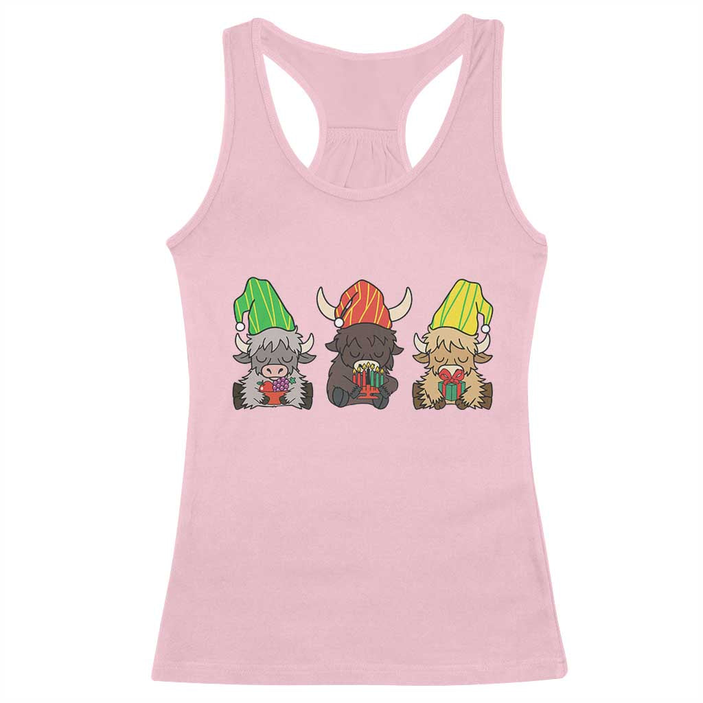 Funny Highland Cow With Kinara And Presents Cultural Pride Gift Racerback Tank Top - Wonder Print Shop