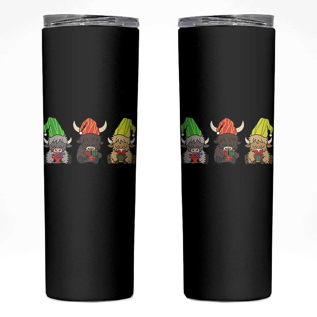 Funny Highland Cow With Kinara And Presents Cultural Pride Gift Skinny Tumbler - Wonder Print Shop