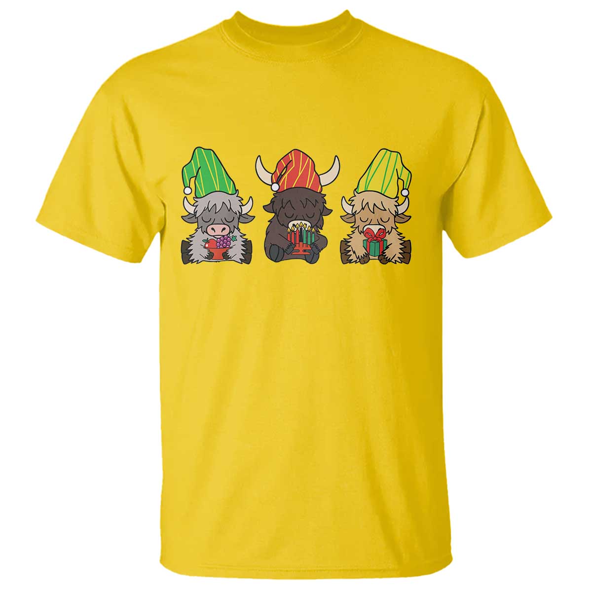 Funny Highland Cow With Kinara And Presents Cultural Pride Gift T Shirt - Wonder Print Shop