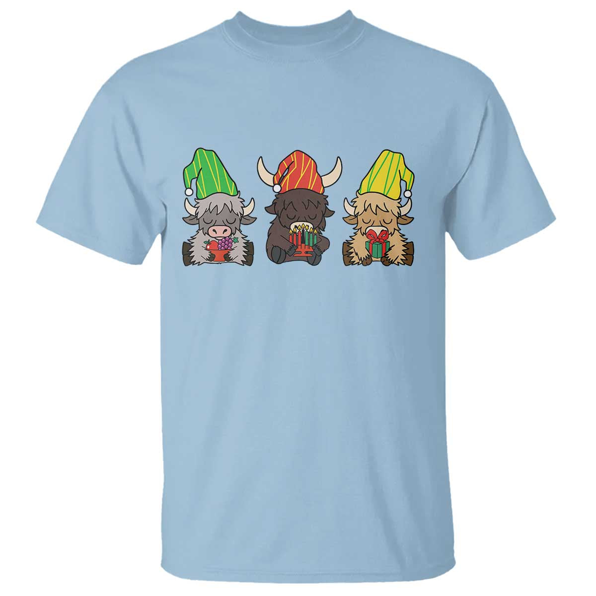 Funny Highland Cow With Kinara And Presents Cultural Pride Gift T Shirt - Wonder Print Shop