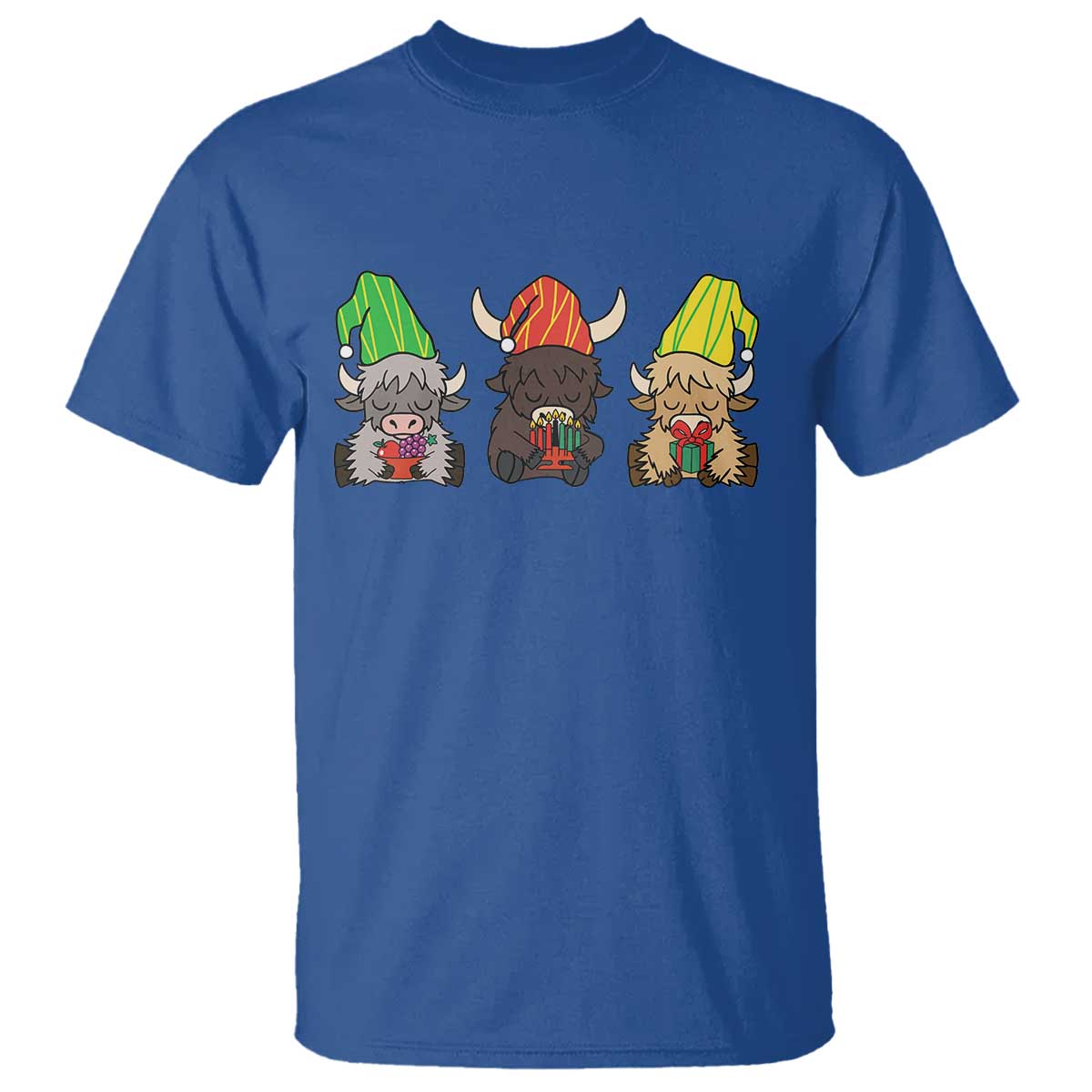 Funny Highland Cow With Kinara And Presents Cultural Pride Gift T Shirt - Wonder Print Shop