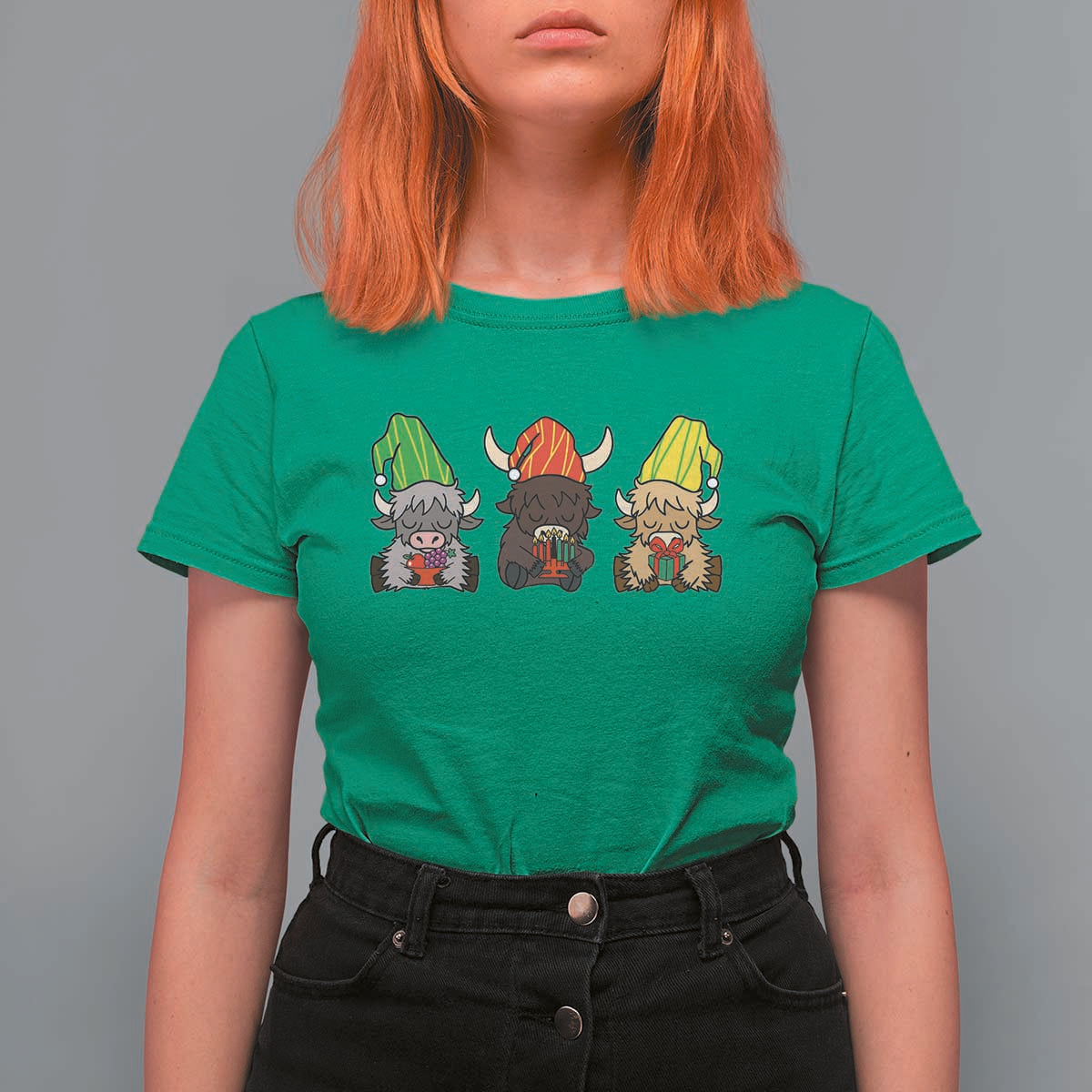 Funny Highland Cow With Kinara And Presents Cultural Pride Gift T Shirt For Women - Wonder Print Shop