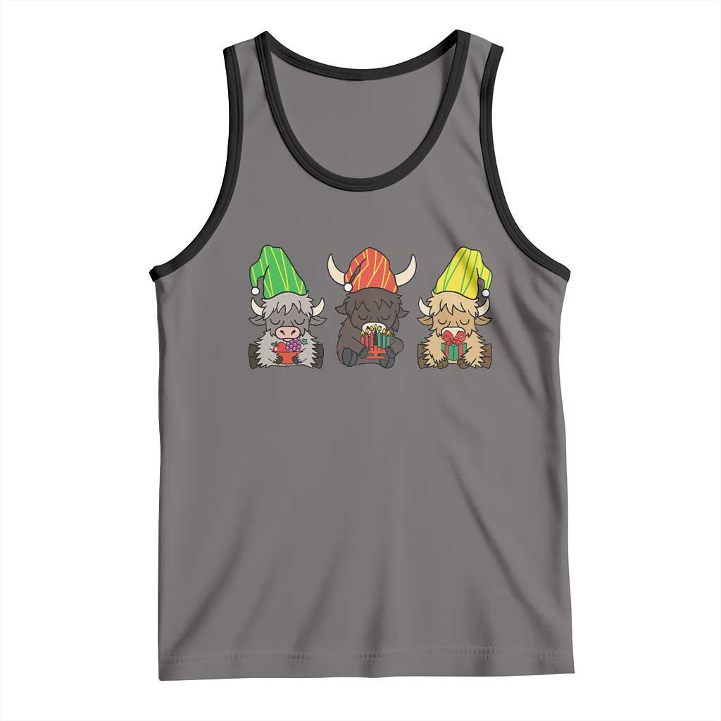 Funny Highland Cow With Kinara And Presents Cultural Pride Gift Tank Top - Wonder Print Shop