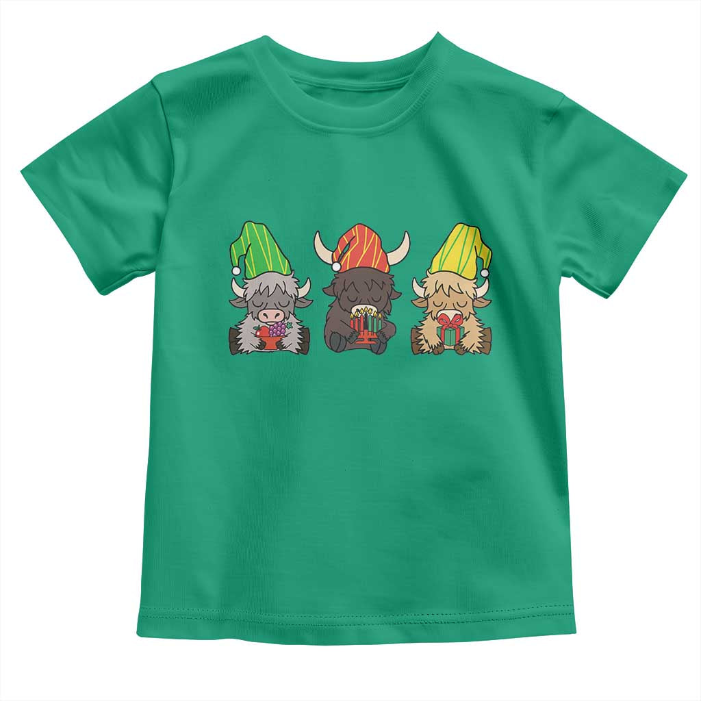 Funny Highland Cow With Kinara And Presents Cultural Pride Gift Toddler T Shirt - Wonder Print Shop
