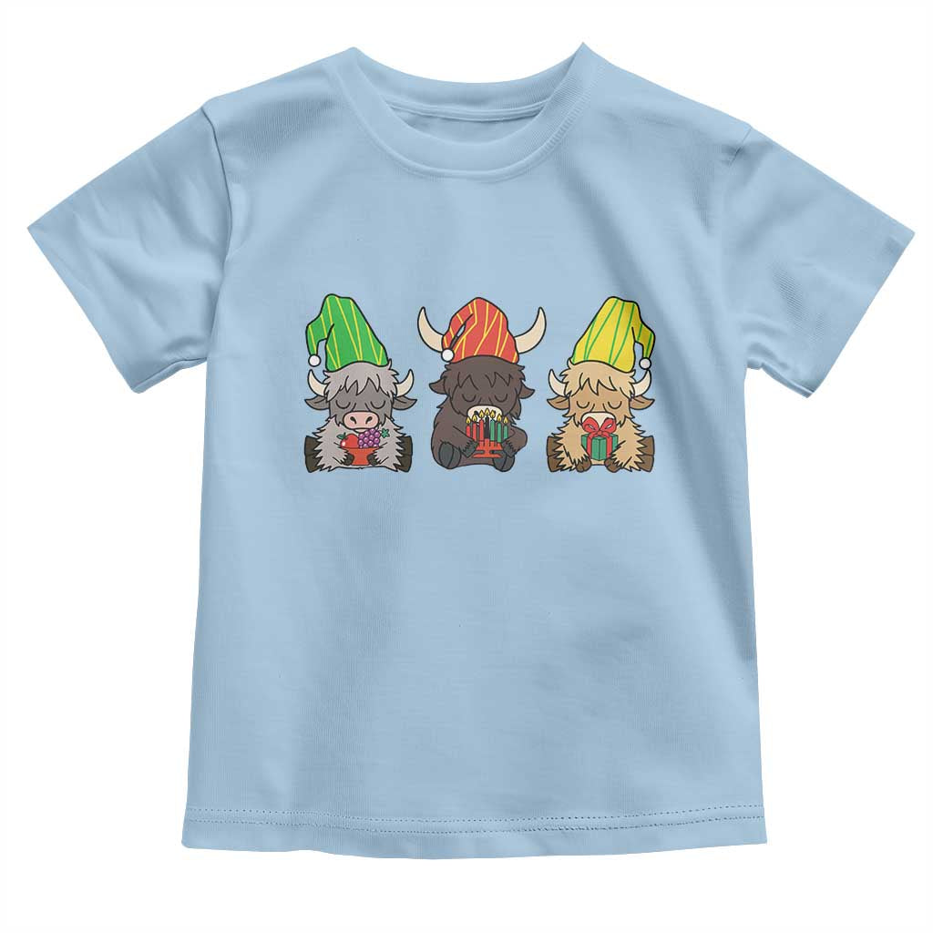 Funny Highland Cow With Kinara And Presents Cultural Pride Gift Toddler T Shirt - Wonder Print Shop