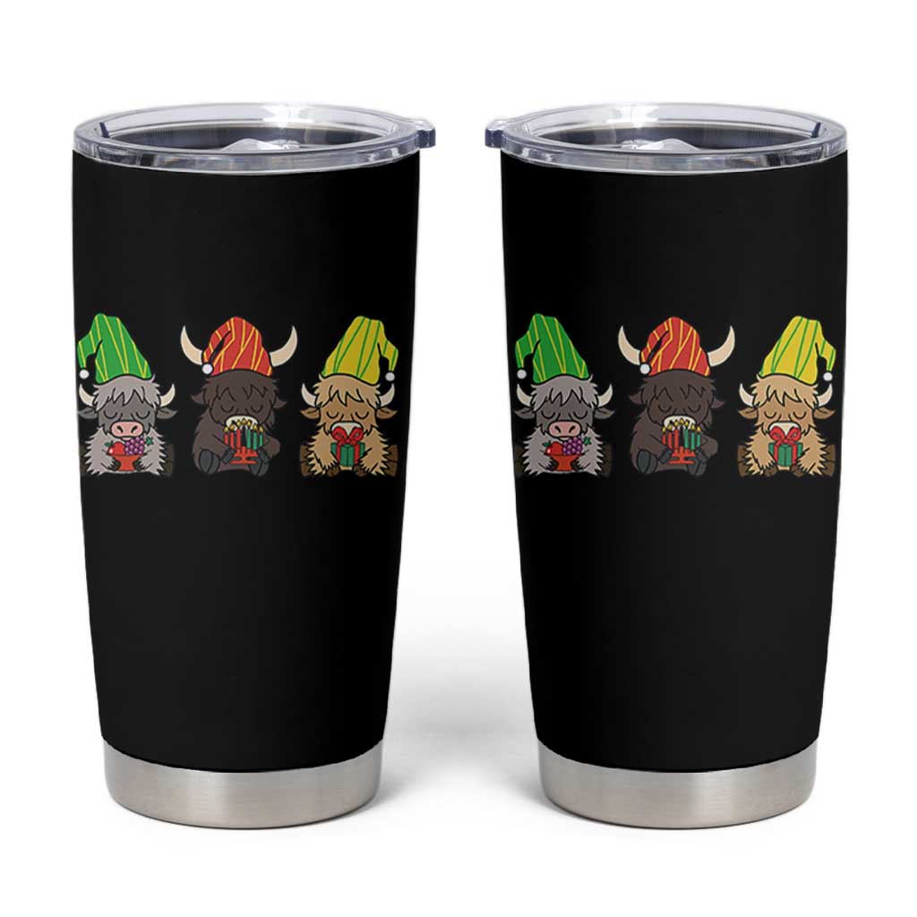Funny Highland Cow With Kinara And Presents Cultural Pride Gift Tumbler Cup - Wonder Print Shop