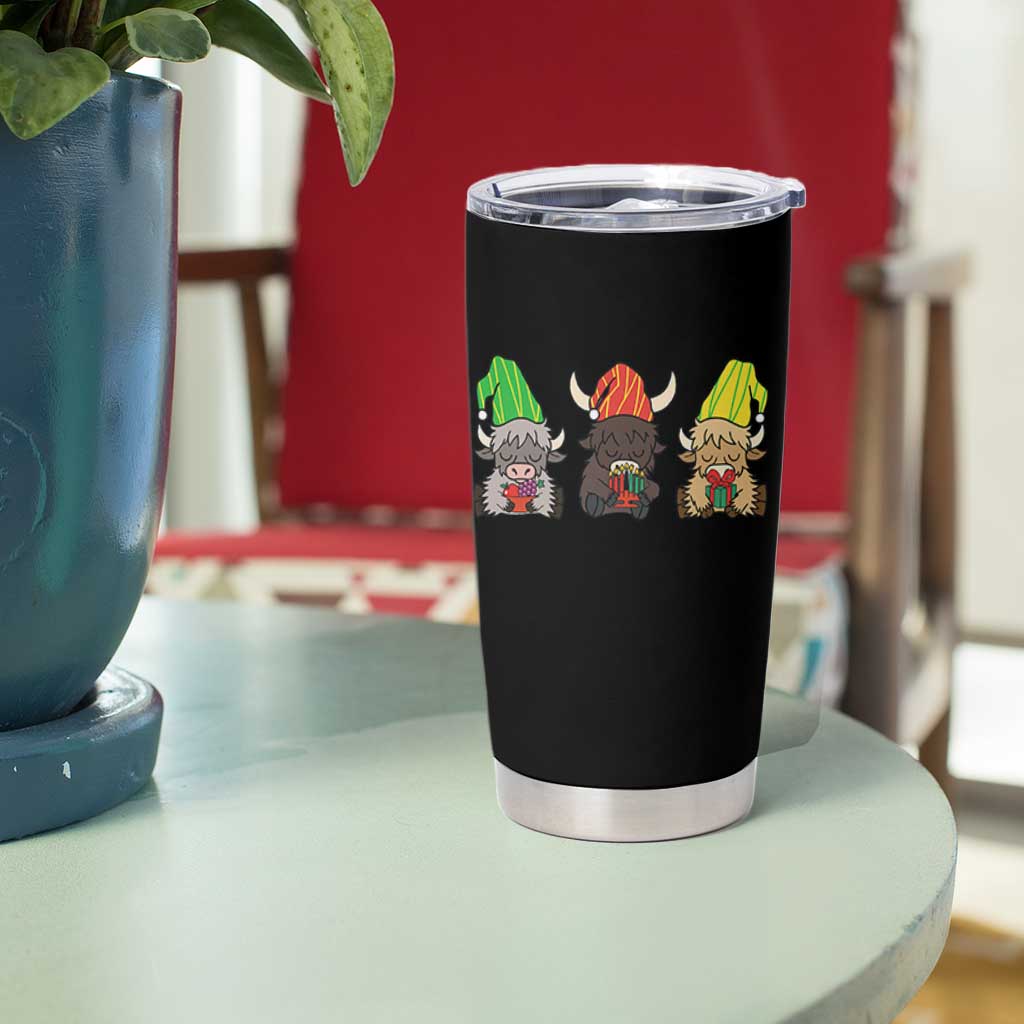 Funny Highland Cow With Kinara And Presents Cultural Pride Gift Tumbler Cup - Wonder Print Shop