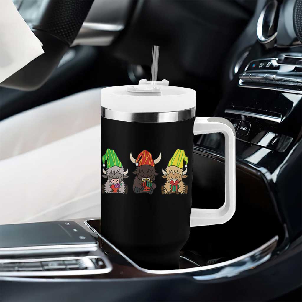 Funny Highland Cow With Kinara And Presents Cultural Pride Gift Tumbler With Handle - Wonder Print Shop