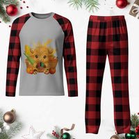 Cute Highland Cow With Kwanzaa Kinara And Presents Plaid Pajama Set African Heritage Gift - Wonder Print Shop