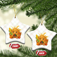 Cute Highland Cow With Kwanzaa Kinara And Presents Ceramic Ornament African Heritage Gift - Wonder Print Shop