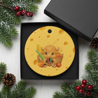 Cute Highland Cow With Kwanzaa Kinara And Presents Ceramic Ornament African Heritage Gift - Wonder Print Shop